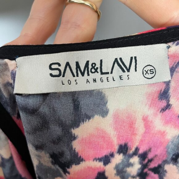 Sam & Lavi Anthropologie Selma Dress Midi Floral Graphic Size XS Peekaboo Back - Picture 5 of 13